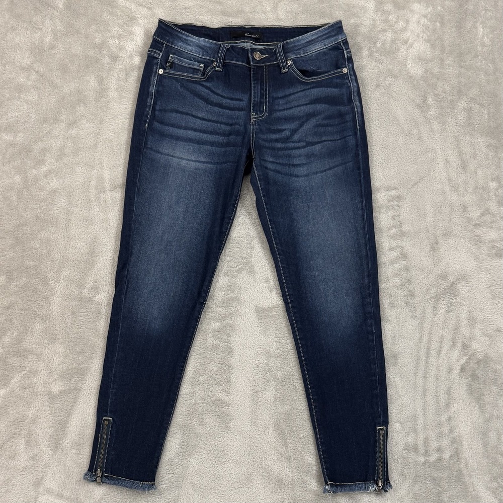 Kancan Jeans Womens 9 Blue Skinny Ankle Zip Raw Hem Rayon Comfortable Stretch